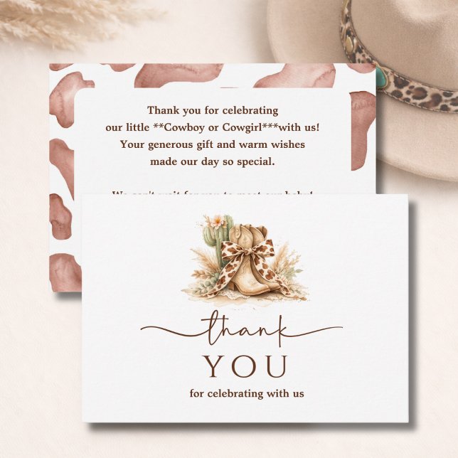 Western Theme Cowgirl or Cowboy Baby Shower Thank You Card (Creator Uploaded)
