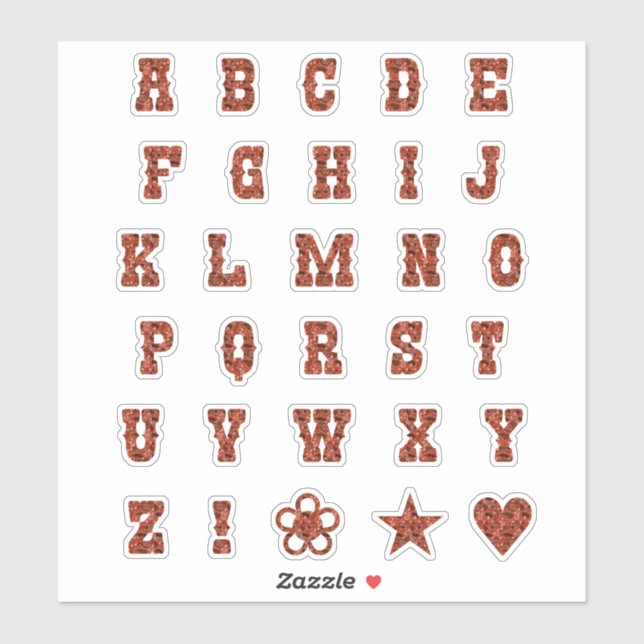 Western Theme Font Red Paisley Alphabet Letters Sticker (Sheet)
