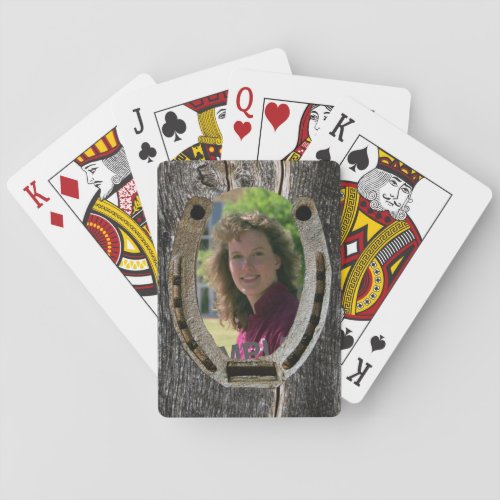 Western theme horseshoe Your Photo Playing Cards