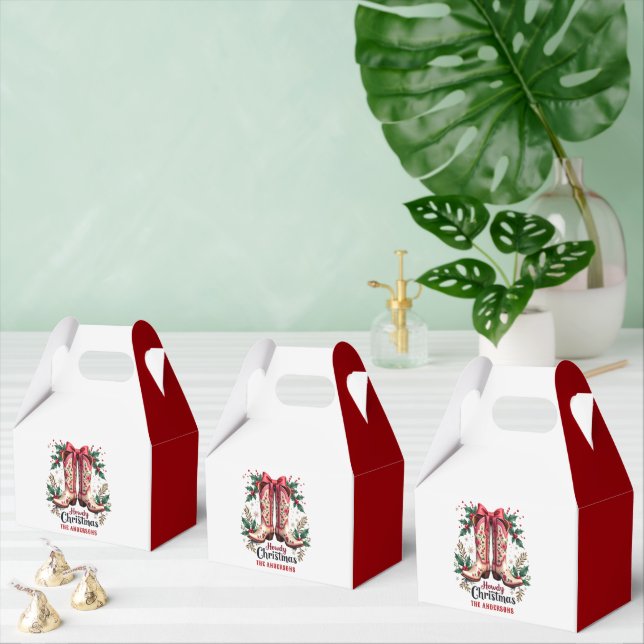 Western Theme Howdy Christmas Cowgirl Boots Favor Boxes (Multiple)
