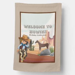 Western theme howies cowboy birthday house flag