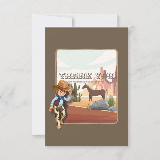 Western theme howies cowboy birthday   thank you card (Front)