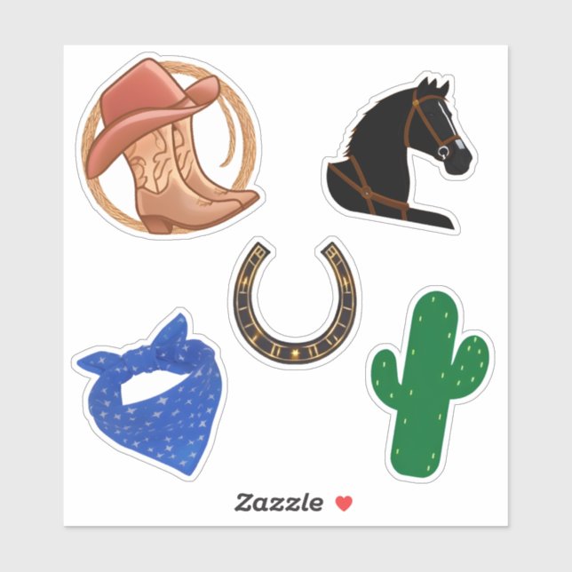 Western Theme Party Cowboy Cowgirl Rodeo Wild West Sticker (Sheet)
