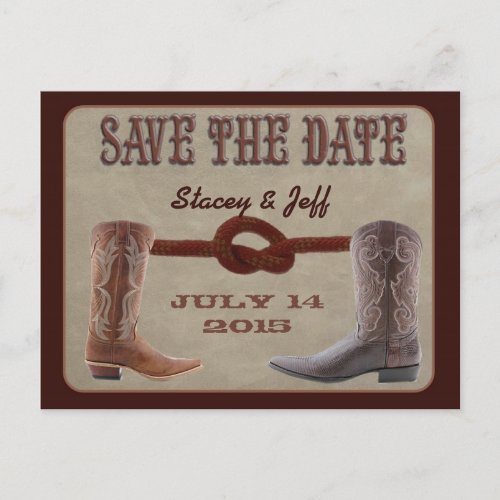 Western theme save the date postcard