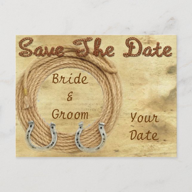 Western Theme Save the Date Postcard, Announcement Postcard (Front)