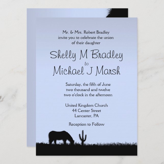Western Theme Wedding Invitation (Front/Back)