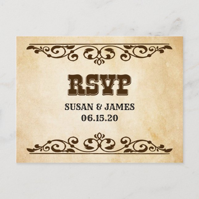 Western Theme Wedding Invitation RSVP Card (Front)