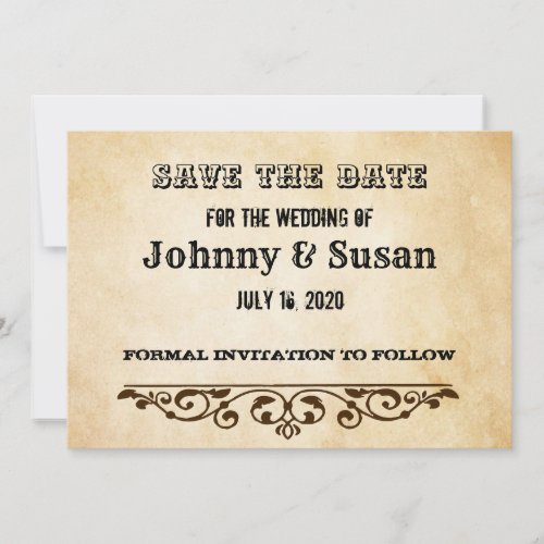 Western Theme Wedding Save the Date Card