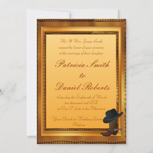 Western Theme with Boot  Hat Invitation