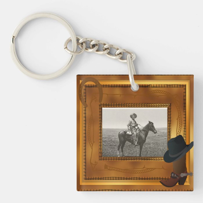 Western Theme with Boot & Hat Photo Template Acrylic Key Chains