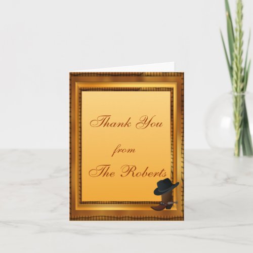 Western Theme with Boot  Hat Thank You Card