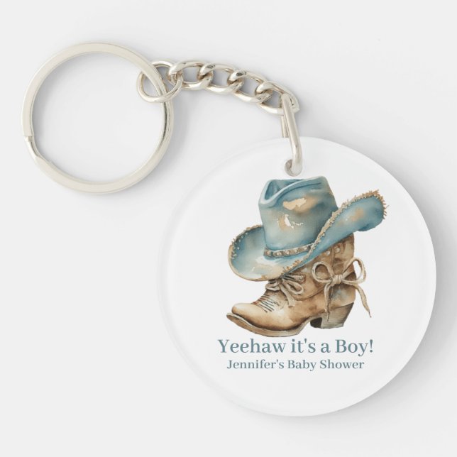 Western Themed Baby Shower Favor Keychain (Front)