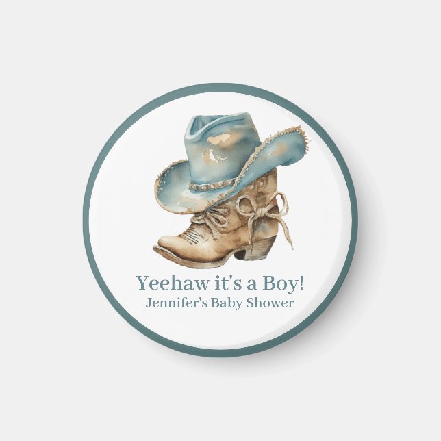 Western Themed Baby Shower Favor Magnet (Front)
