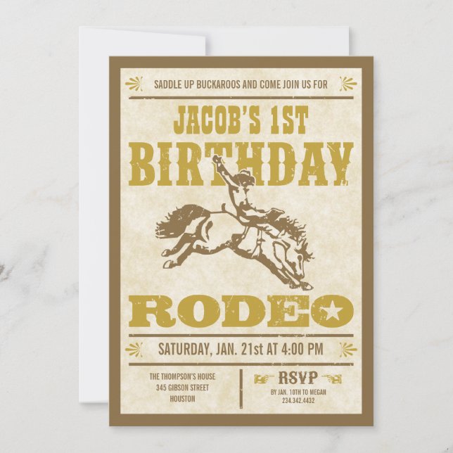 Western Themed Birthday Invitations (Front)