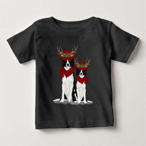 Western Themed Border Collie Funny Christmas Baby T_Shirt