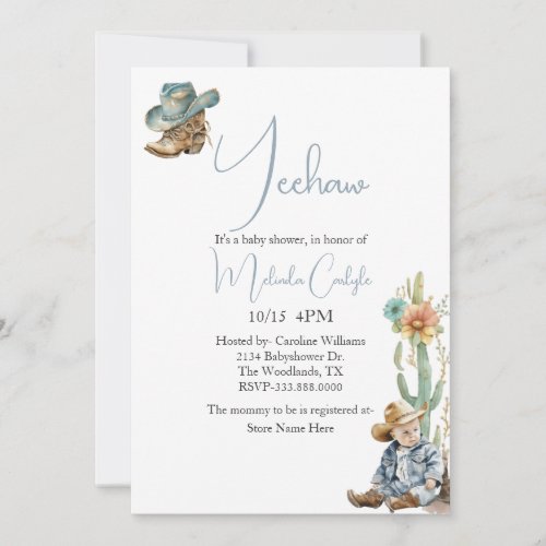 Western Themed Boy Baby Shower Invitation