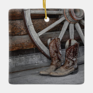 Western Themed Ceramic Ornament