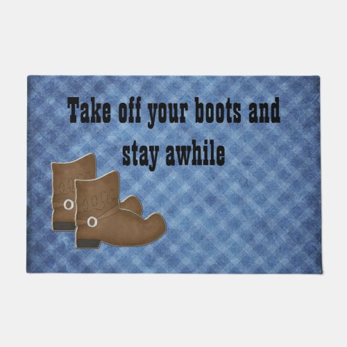 Western Themed Cowboy Boots Door Mat