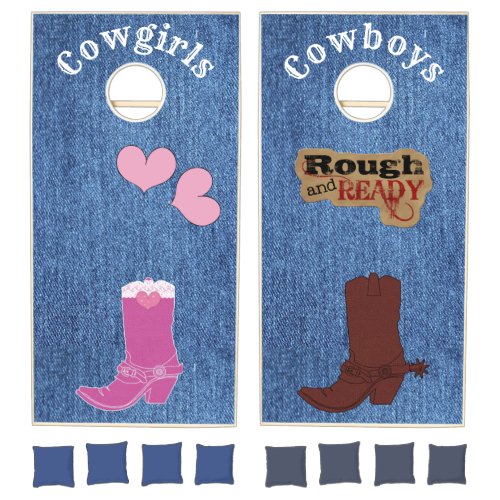 Western Themed Cowboys and Cowgirls Cornhole Set