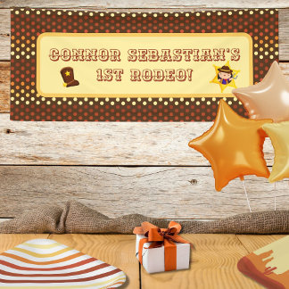 Western themed cute cowboy age 1 birthday banner