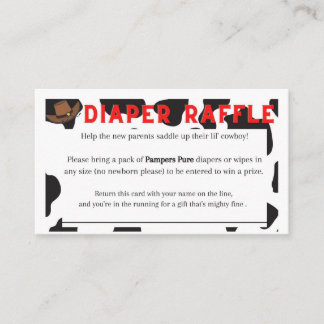 Western Themed Diaper Raffle Invitation Insert 