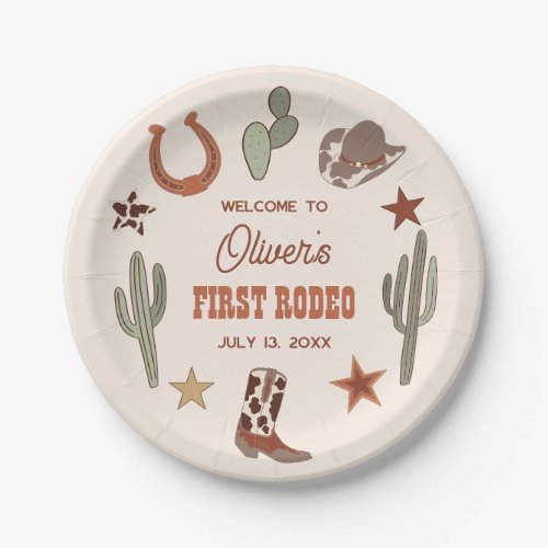 Western Themed First Rodeo Birthday  Paper Plates