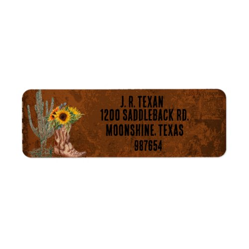 Western Themed Leather Cowboy Boot Cacti Label