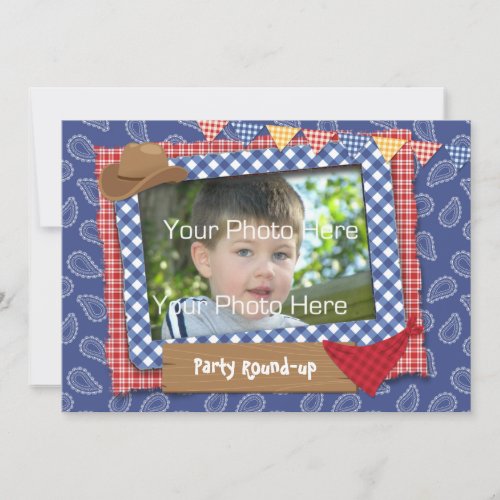 Western Themed Photo Birthday Invitation