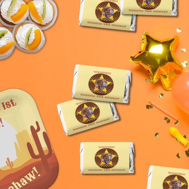 Western themed polka dot wanted cowboy star hershey's miniatures (Wanted cowboy for a slice of cake)