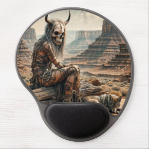 Western themed skull and coyote Gel Mousepad