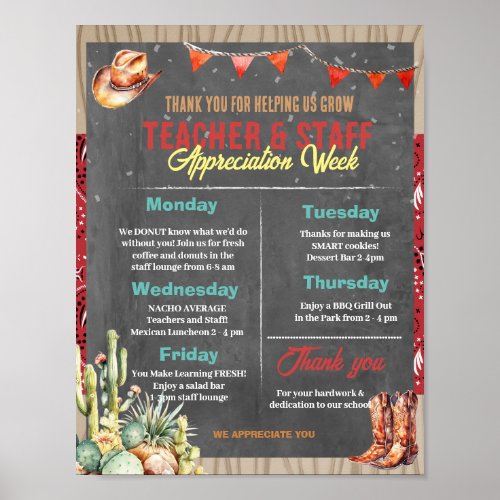 Western Themed Teacher Appreciation Week  Poster