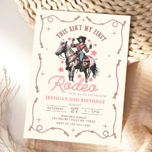 Western This Ain't My First Rodeo 2nd Birthday  Invitation