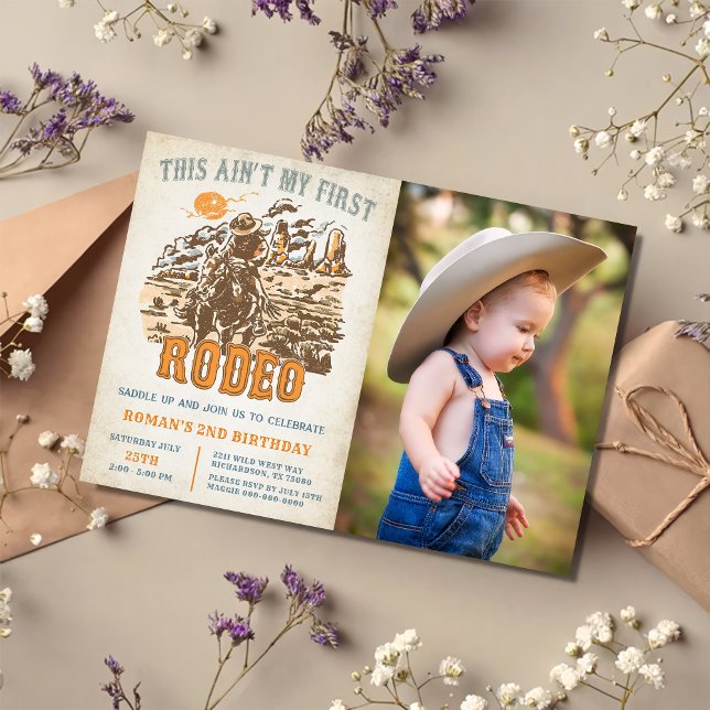 Western This Ain't My First Rodeo 2nd Birthday  Invitation (Creator Uploaded)