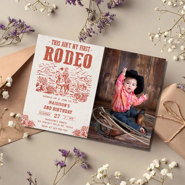 Western This Ain't My First Rodeo 2nd Birthday  Invitation (Creator Uploaded)