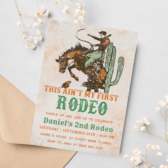Western This Ain't My First Rodeo 2nd Birthday  Invitation (Creator Uploaded)