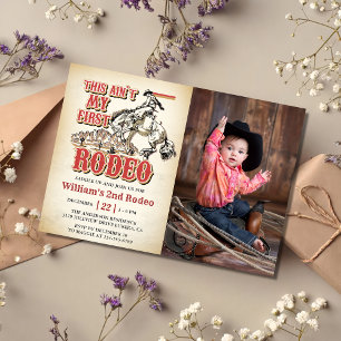 Western This Ain't My First Rodeo 2nd Birthday  Invitation