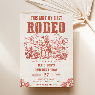 Western This Ain't My First Rodeo 2nd Birthday  Invitation