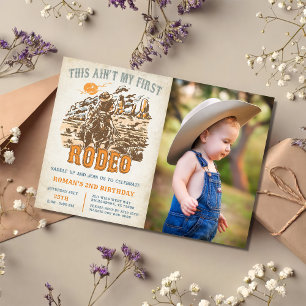 Western This Ain't My First Rodeo 2nd Birthday  Invitation