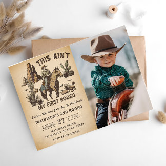 Western This Ain't My First Rodeo 2nd Birthday Invitation