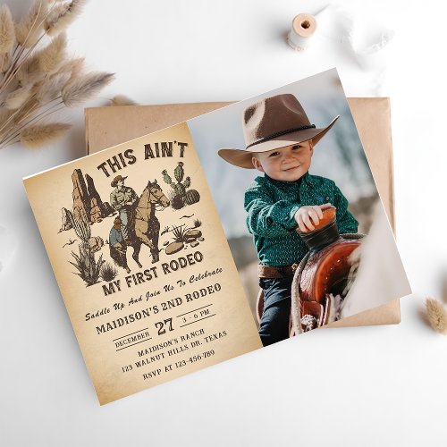 Western This Aint My First Rodeo 2nd Birthday  Invitation