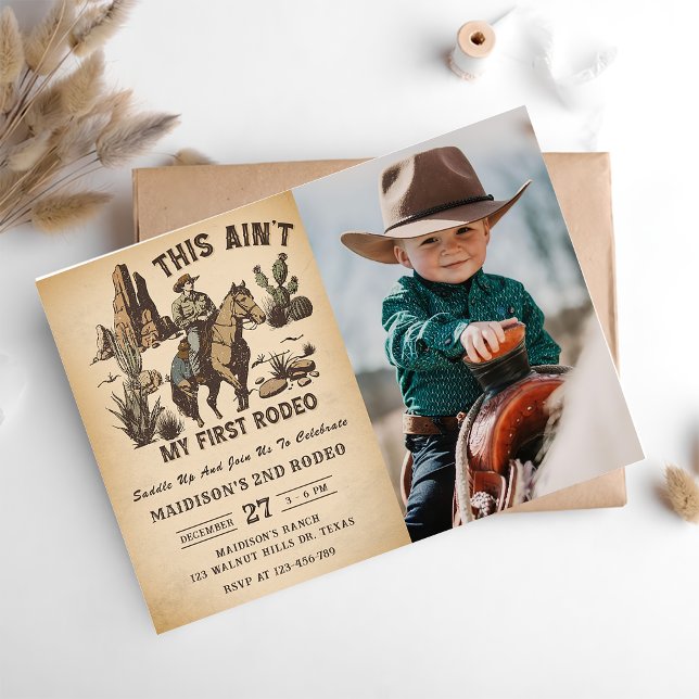 Western This Ain't My First Rodeo 2nd Birthday  Invitation (Creator Uploaded)