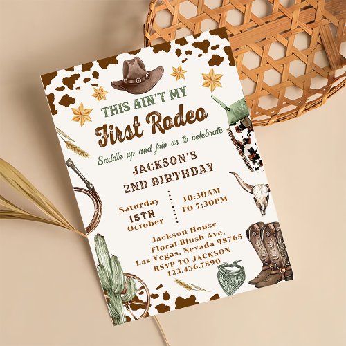 Western This Aint My First Rodeo 2nd Birthday  Invitation