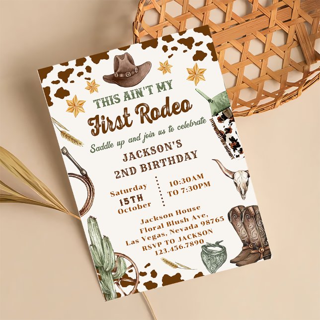 Western This Ain't My First Rodeo 2nd Birthday  Invitation (Creator Uploaded)