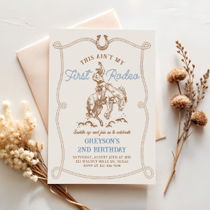 Western This Ain't My First Rodeo 2nd Birthday Invitation