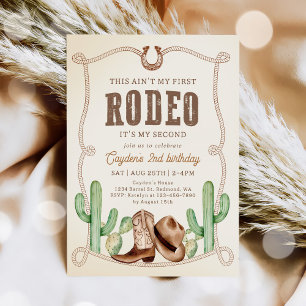 Western This Ain't My First Rodeo 2nd Birthday Invitation
