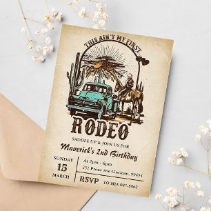 Western This Ain't My First Rodeo Birthday Party Invitation
