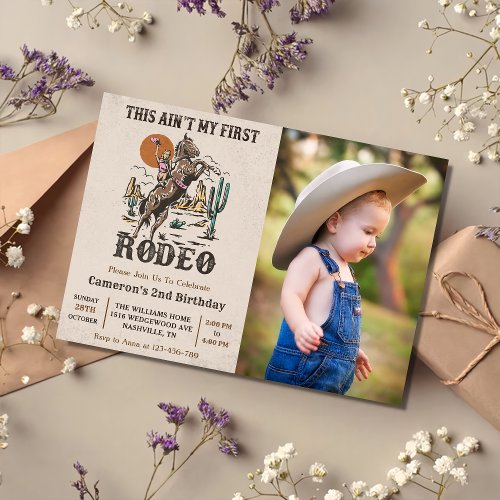 Western This Aint My First Rodeo Birthday Photo Invitation