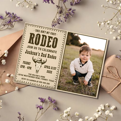 Western This Aint My First Rodeo Birthday Photo  Invitation