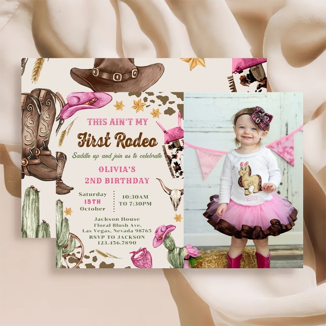 Western This Ain't My First Rodeo Birthday Photo Invitation (Creator Uploaded)