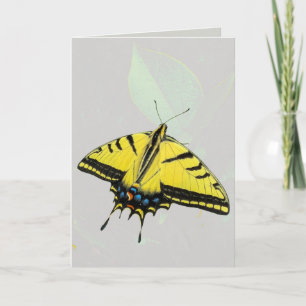 Western Tiger Swallowtail Butterfly & leaf Card